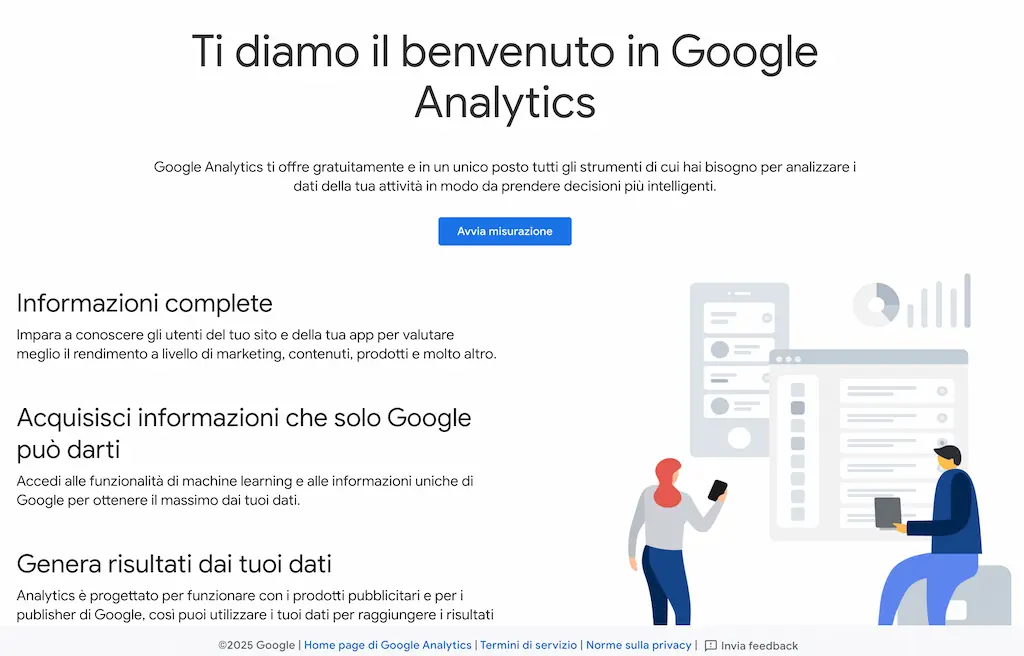 benvenuto su google analytics